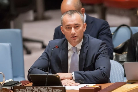 Đặc phái viên của Liên hợp quốc điều phối tiến trình hòa bình Trung Đông Nickolay Mladenov phát biểu tại một hội nghị của Hội đồng Bảo an. (Nguồn: UN) 