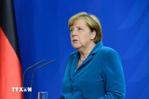Thủ tướng Angela Merkel phát biểu tại cuộc họp báo ở Berlin ngày 23/7 vừa qua. (Ảnh: AFP/TTXVN)