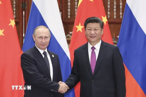 Chủ tịch Trung Quốc Tập Cận Bình hội đàm với Tổng thống Nga Vladimir Putin. (Ảnh: THX/TTXVN)