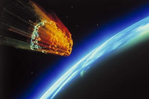 Mô tả hình ảnh một thiên thạch chuẩn bị đâm vào Trái đất. (Nguồn: Daily Mail)
