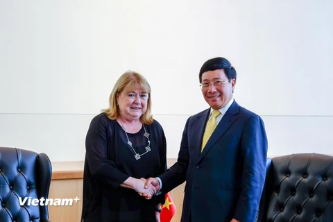 Phó Thủ tướng Phạm Bình Minh gặp Ngoại trưởng Argentina Susana Mabel Malcorra. (Ảnh: Lê Dương/Vietnam+) 