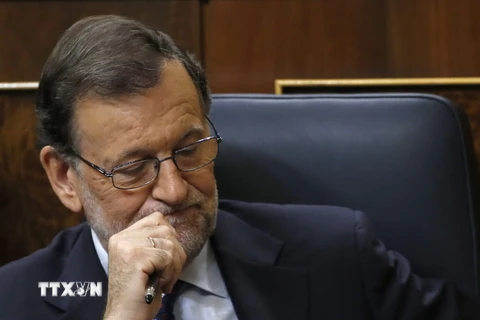 Thủ tướng tạm quyền Tây Ban Nha Mariano Rajoy tại phiên họp Quốc hội ở Madrid ngày 2/9 vừa qua. (Ảnh: AFP/TTXVN)