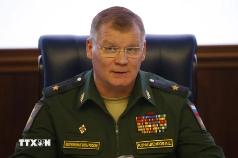 Phát ngôn viên Bộ Quốc phòng Nga, Thiếu tướng Igor Konashenkov. (Anh: EPA/TTXVN)