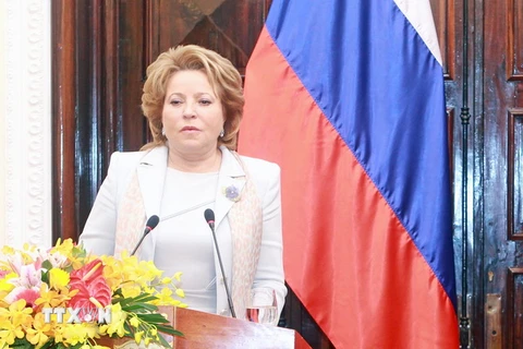 Chủ tịch Hội đồng Liên bang Nga Ivanovna Matviyenko. (Ảnh: Nhan Sáng/TTXVN)