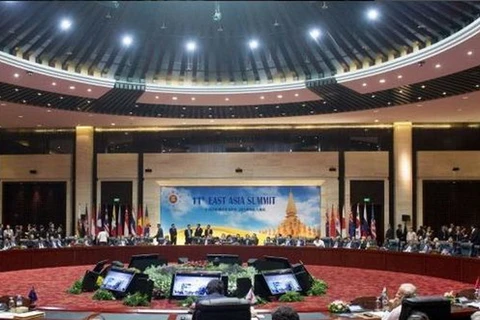 Quang cảnh Hội nghị Thượng đỉnh Đông Á, một phần của Hiệp hội các quốc gia Đông Nam Á (ASEAN) Hội nghị thượng đỉnh tại Vientiane ngày 8/9 vừa qua. (Nguồn: AFP)