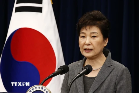 Tổng thống Hàn Quốc Park Geun-Hye phát biểu tại thủ đô Seoul ngày 29/11. (Ảnh: EPA/TTXVN)