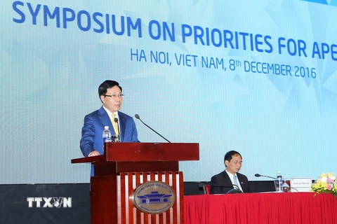 Phó Thủ tướng, Bộ trưởng Ngoại giao Phạm Bình Minh phát biểu. (Ảnh: Doãn Tấn/TTXVN)