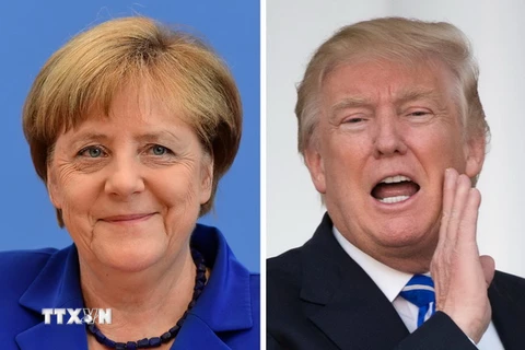 Thủ tướng Đức Angela Merkel - trái và Tổng thống đắc cử Mỹ Donald Trump - phải. (Ảnh: AFP/TTXVN)