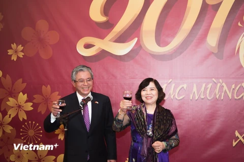 Đại sứ quán Việt Nam tại Hoa Kỳ chúc rượu nhân dịp năm mới. (Ảnh: Đoàn Hùng-Thanh Tuấn/Vietnam+) 