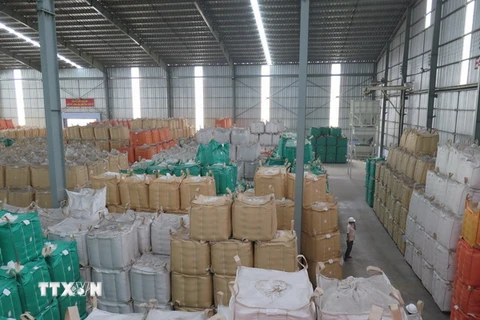 Kho gạo của nhà máy Thoại Sơn của Tập đoàn Lộc Trời, tỉnh Hậu Giang. (Ảnh: Hồng Nhung/TTXVN)