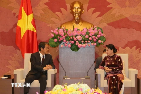 Chủ tịch Quốc hội Nguyễn Thị Kim Ngân tiếp Ngài Umeda Kunio, Đại sứ Nhật Bản tại Việt Nam đến chào xã giao, nhân dịp nhận nhiệm kỳ công tác tại Việt Nam. (Ảnh: Trọng Đức/TTXVN)