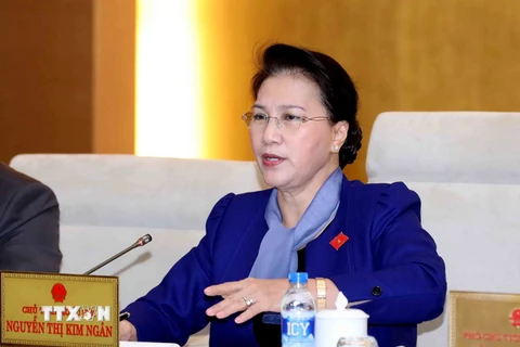 Chủ tịch Quốc hội Nguyễn Thị Kim Ngân phát biểu ý kiến tại phiên họp. (Ảnh: Phương Hoa/TTXVN)