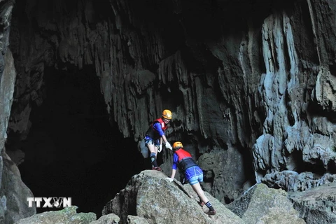 Hang Tối có chiều dài 5.258m thuộc Di sản Thiên nhiên thế giới Vườn Quốc gia Phong Nha-Kẻ Bàng, Quảng Bình. (Ảnh: Minh Đức/TTXVN)