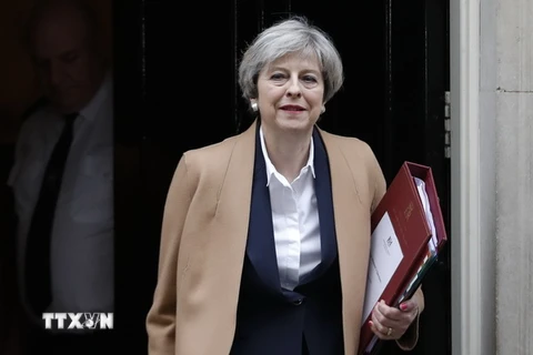 Thủ tướng Anh Theresa May sau cuộc họp nội các ở London, Anh ngày 29/3. (Ảnh: THX/TTXVN)