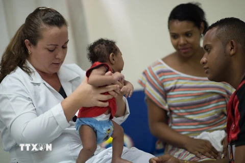 Trẻ em mắc chứng đầu nhỏ do nhiễm virus Zika. (Ảnh: AFP/TTXVN)
