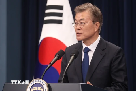 Tân Tổng thống Hàn Quốc Moon Jae-in. (Ảnh: THX/TTXVN)
