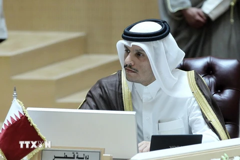 Ngoại trưởng Qatar Mohammed bin Abdulrahman Al-Thani tại hội nghị Ngoại trưởng Hội đồng hợp tác vùng Vịnh (GCC) ở Riyadh, Saudi Arabia ngày 17/5 vừa qua. (Ảnh: EPA/TTXVN) 