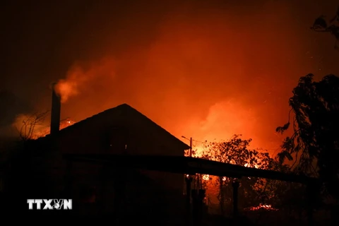 Hiện trường vụ cháy rừng ở Pedrogao Grande ngày 17/6. (Ảnh: EPA/TTXVN)
