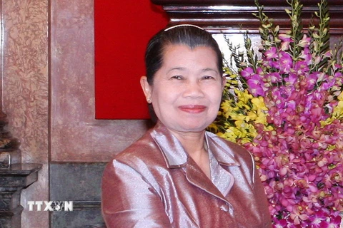 Phó Thủ tướng Chính phủ Hoàng gia Campuchia, Chủ tịch Hội hữu nghị Campuchia-Việt Nam Men Sam ​An. (Ảnh: Thống Nhất/TTXVN)