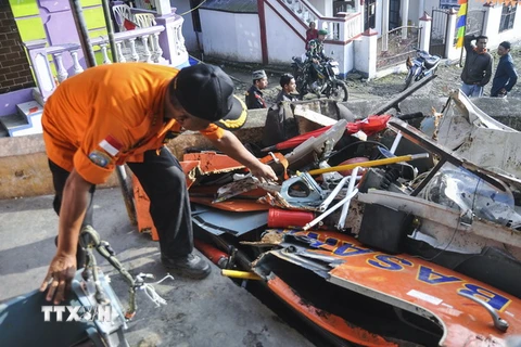 Những mảnh vỡ của chiếc máy bay gặp nạn ở Trung Java ngày 3/7 vừa qua. (Ảnh: EPA/TTXVN)