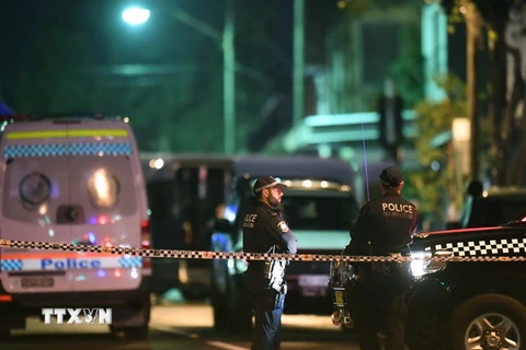 Cảnh sát Australia trong chiến dịch truy quét khủng bố tại Sydney ngày 29/7 vừa qua. (Ảnh: AFP/TTXVN)