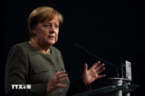 Thủ tướng Đức Angela Merkel phát biểu tại một sự kiện ở Nuremberg, miền nam Đức ngày 1/9. (Ảnh: AFP/TTXVN)