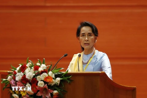 Cố vấn Nhà nước Myanmar Aung San Suu Kyi. (Ảnh: EPA/TTXVN)