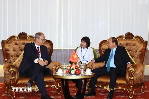 Thủ tướng Nguyễn Xuân Phúc tiếp ông Chirstian Berger, Đại sứ đặc mệnh Toàn quyền Cộng hòa Liên bang Đức tại Việt Nam. (Ảnh: Thống Nhất/TTXVN)