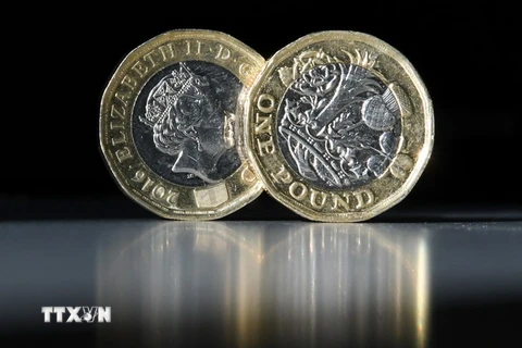 Đồng xu 1 bảng đã được đưa vào lưu thông từ ngày 27/3 vừa qua. (Ảnh: AFP/TTXVN)