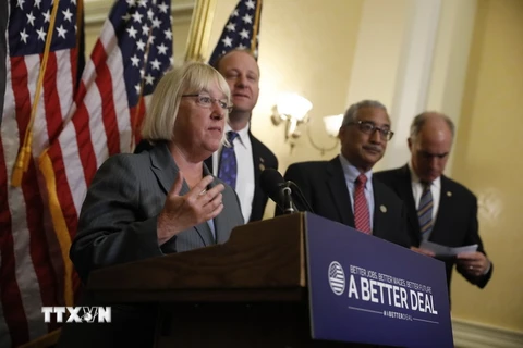 Thượng nghị sỹ Mỹ Patty Murray phát biểu trong cuộc họp báo tại thủ đô Washington ngày 14/9 vừa qua. (Ảnh: AFP/TTXVN)
