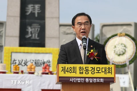 Bộ trưởng Thống nhất Hàn Quốc Cho Myoung-gyon. (Ảnh: Yonhap/TTXVN)