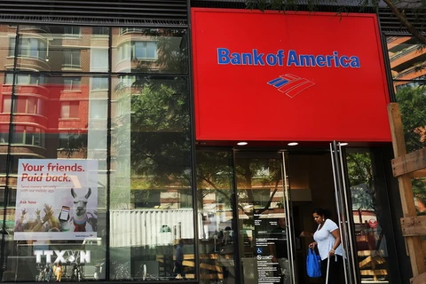 Một chi nhánh của Ngân hàng Mỹ Bank of America ở New York City của Mỹ. (Ảnh: AFP/TTXVN)
