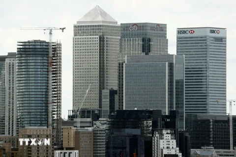 Trung tâm tài chính London gồm văn phòng của các ngân hàng HSBC, Citigroup, JPMorgan Chase, Barclays ... (Ảnh: AFP/TTXVN)