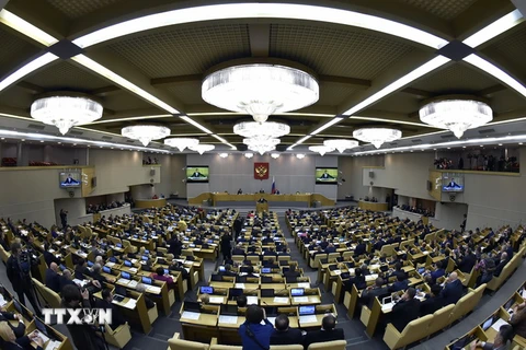 Toàn cảnh một phiên họp Quốc hội Nga ở Moskva. (Ảnh: AFP/TTXVN)