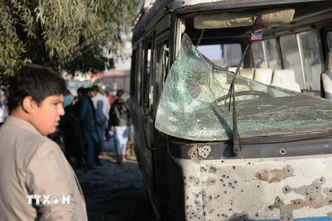 Hiện trường vụ tấn công ở Jalalabad. (Ảnh: THX/TTXVN)