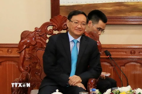 Đại sứ đặc mệnh toàn quyền ​Việt Nam tại Lào Nguyễn Bá Hùng. (Ảnh: Phạm Kiên/TTXVN)