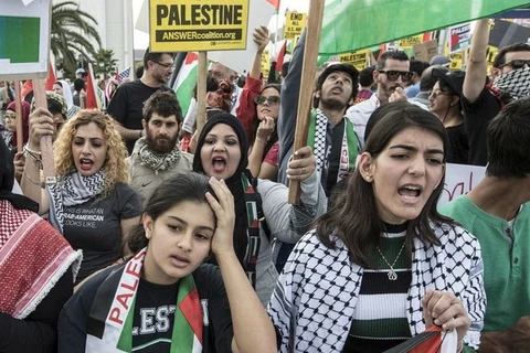 Người Palestine biểu tình. (Nguồn: Los Angeles Times)