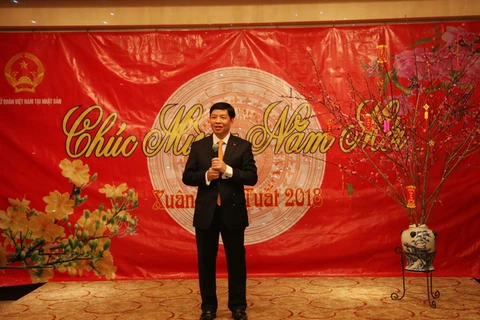 Đại sứ Việt Nam tại Nhật Bản Nguyễn Quốc Cường phát biểu. (Ảnh: Bùi Hồng Hà/Vietnam+)