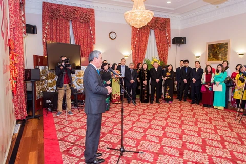 Đại sứ Phạm Quang Vinh phát biểu tại buổi lễ. (Ảnh: Đoàn Hùng/Vietnam+)