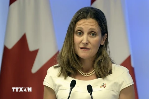 Ngoại trưởng Canada Christia Freeland. (Ảnh: AFP/TTXVN)