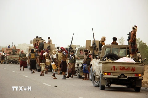 Các lực lượng Chính phủ Yemen trong chiến dịch giải phóng thành phố Hodeida từ phiến quân Houthi ngày 14/6 vừa qua. (Ảnh: EFE-EPA/TTXVN)