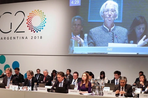 Tổng Giám đốc IMF Christine Lagarde phát biểu tại hội nghị Bộ trưởng Tài chính và Thống đốc Ngân hàng G20 ở Buenos Aires, Argentina ngày 21/7. (Ảnh: EPA-EFE/TTXVN)