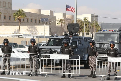 Lực lượng an ninh Jordan tại thủ đô Amman của Jordan. (Ảnh: AFP/TTXVN)
