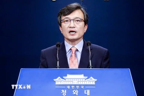 Người phát ngôn Phủ Tổng thống Hàn Quốc Kim Kim Eui-kyeom. (Ảnh: Yonhap/TTXVN)