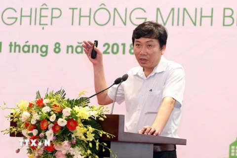 Viện trưởng Viện Chính sách và Chiến lược Phát triển Nông nghiệp Nông thôn Nguyễn Đỗ Anh Tuấn phát biểu tại hội thảo. (Ảnh: Anh Tuấn/TTXVN)