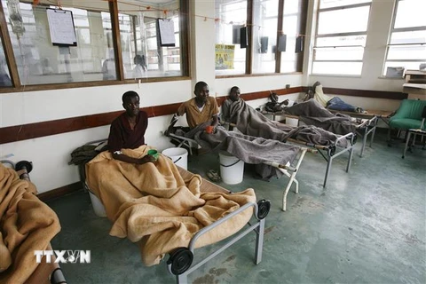 Bệnh nhân mắc bệnh tả được điều trị tại một bệnh viện ở Harare của Zimbabwe. (Ảnh: AFP/TTXVN)