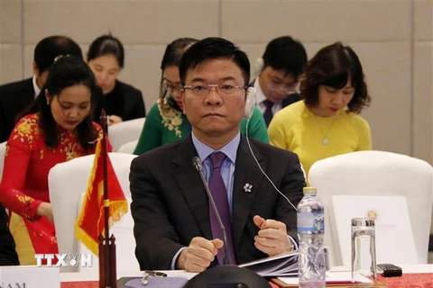 Bộ trưởng Tư pháp Lê Thành Long tại hội nghị. (Ảnh: Phạm Kiên/TTXVN)