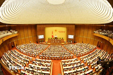 Kỳ họp thứ năm, Quốc hội khóa XIV khai mạc trọng thể tại Nhà Quốc hội, thủ đô Hà Nội. (Ảnh: TTXVN)