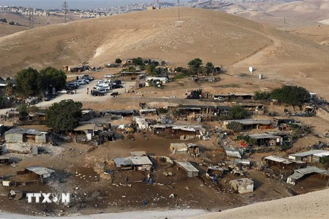 Quang cảnh ngôi làng Khan al-Ahmar của người Palestine ở Bờ Tây ngày 13/9 vừa qua. (Ảnh: AFP/TTXVN)