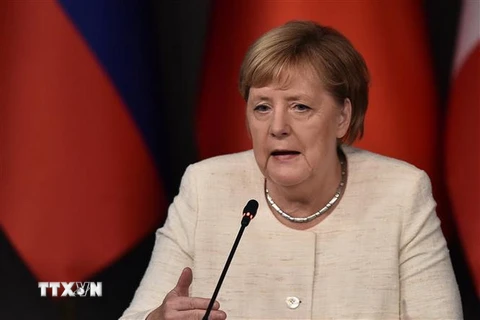 Thủ tướng Đức Angela Merkel tại cuộc họp báo ở Istabul của Thổ Nhĩ Kỳ, ngày 27/10. (Ảnh: AFP/TTXVN)